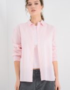 Pepe Jeans London Риза Bernadette от памук и лен Бледо розово