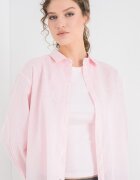 Pepe Jeans London Риза Bernadette от памук и лен Бледо розово
