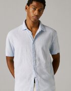 Pepe Jeans London Риза с лен с къси ръкави Бледо синьо