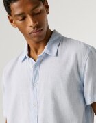 Pepe Jeans London Риза с лен с къси ръкави Бледо синьо