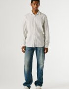 Pepe Jeans London Риза с лен с лого Бял