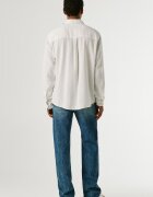 Pepe Jeans London Риза с лен с лого Бял