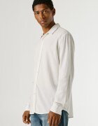 Pepe Jeans London Риза с лен с лого Бял