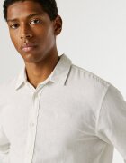 Pepe Jeans London Риза с лен с лого Бял