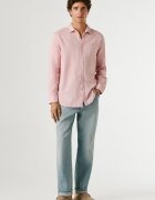 Pepe Jeans London Риза с лен с лого Пастелнорозов