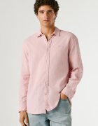 Pepe Jeans London Риза с лен с лого Пастелнорозов