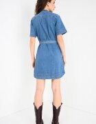 Pepe Jeans London Рокля-риза от деним Victoria с връзка на талията Син