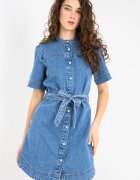 Pepe Jeans London Рокля-риза от деним Victoria с връзка на талията Син