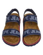 Pepe Jeans London Сандали от еко кожа и текстил с лого Тъмносин