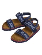 Pepe Jeans London Сандали от еко кожа и текстил с лого Тъмносин