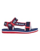 Pepe Jeans London Сандали с лого и велкро Червен/Тъмносин