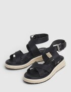 Pepe Jeans London Сандали с равна платформа с каишка с тока Черен