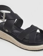 Pepe Jeans London Сандали с равна платформа с каишка с тока Черен