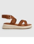 Pepe Jeans London Сандали с равна платформа с каишка с тока Канелено кафяво