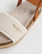 Pepe Jeans London Сандали с велур и овален връх Слонова кост/Тъмнокафяв