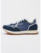 Pepe Jeans London Скосени маратонки с велур - Бял/Тъмносин