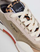 Pepe Jeans London Скосени спортни обувки от велур и текстил Златист/Черен/Розова сьомга