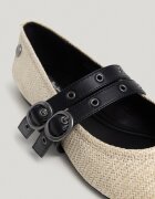 Pepe Jeans London Сламени пантофки Mary Jane Черен/Светло бежово