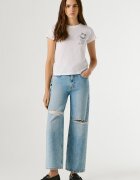 Pepe Jeans London Слим тениска Nancy с овално деколте Бял/Тъмносин