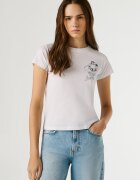 Pepe Jeans London Слим тениска Nancy с овално деколте Бял/Тъмносин
