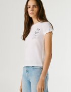 Pepe Jeans London Слим тениска Nancy с овално деколте Бял/Тъмносин