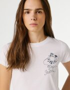 Pepe Jeans London Слим тениска Nancy с овално деколте Бял/Тъмносин