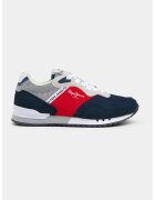 Pepe Jeans London Спортни обувки с еко кожа и еко велур - Бял/Жълт/Тъмносин