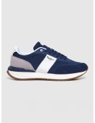 Pepe Jeans London Спортни обувки с мрежести зони и велур - Бял/Светло сив/Тъмносин