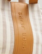 Pepe Jeans London Текстилна чанта за рамо с лого от еко кожа Бежов