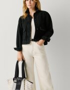 Pepe Jeans London Текстилна чанта за рамо с лого от еко кожа Черен/Крем