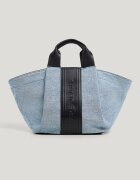 Pepe Jeans London Текстилна чанта за рамо с лого Пастелносин/Черен