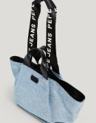 Pepe Jeans London Текстилна чанта за рамо с лого Пастелносин/Черен