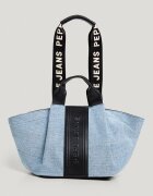 Pepe Jeans London Текстилна чанта за рамо с лого Пастелносин/Черен