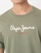 Pepe Jeans London Тениска с овално деколте и лого Зелени аспержи