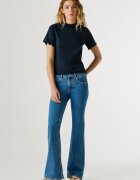 Pepe Jeans London Тениска с памук с лого Ултрамарин синьо