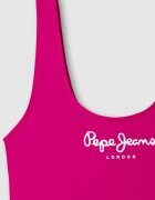 Pepe Jeans London Цял бански с лого Фуксия/Розово