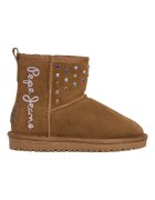 Pepe Jeans London Велурени боти с лесно обуване Карамел/Сребрист