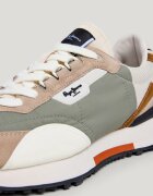 Pepe Jeans London Велурени маратонки с текстил Бял/Карамел/Зелени аспержи