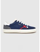 Pepe Jeans London Велурени спортни обувки с лого - Бял/Аленочервен/Тъмносин