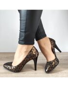PERLLA Елегантни дамски обувки 19-19 Black + Bronze - Black + Bronze - Черен/Бронз
