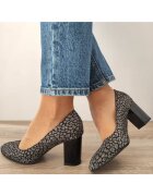 PERLLA Елегантни дамски обувки 470-13 Black Velvet + Silver - Black Velvet + Silver - Черен/Сребрист