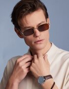 Philipp Blanc Унисекс метални слънчеви очила с поляризация Златист/Кафяв
