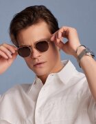 Philipp Blanc Унисекс овални слънчеви очила Galavant с поляризация Златист/Кафяв