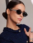 Philipp Blanc Унисекс овални слънчеви очила Glam с поляризация Черен/Сребрист