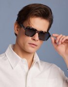 Philipp Blanc Унисекс правоъгълни слънчеви очила с поляризация Черен/Сив