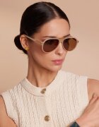 Philipp Blanc Унисекс слънчеви очила Aviator с поляризация Златист/Бежов