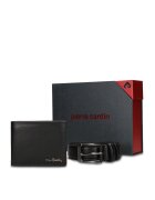 Pierre Cardin Кожен портфейл Silvano и колан - Черен