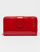 Pierre Cardin Лачено кожено портмоне с цип Червен