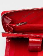 Pierre Cardin Лачено кожено портмоне с цип Червен