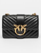 Pinko Чанта през рамо от кожа с капитониран ефект Love - 54645 Черен